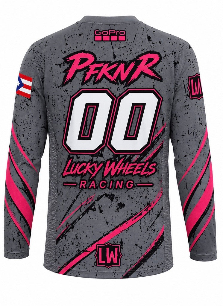 Jersey gris/rosa espalda